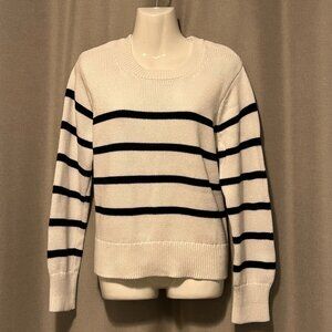 GAP 100% Cotton White with Black Stripe Sweater - Size Med to Large